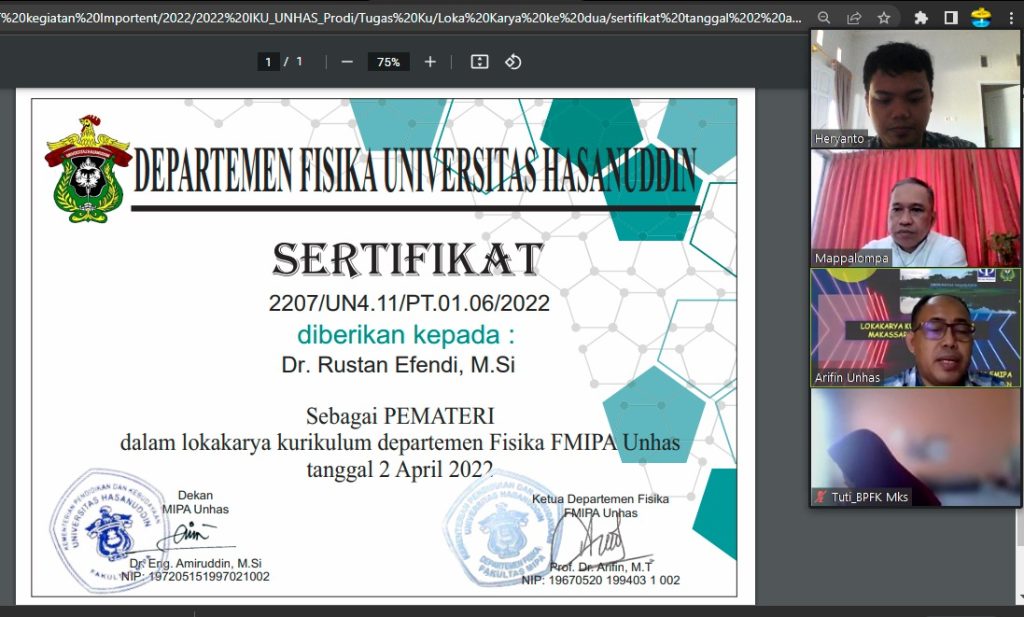 Lokakarya Lanjutan Fisika FMIPA Unhas