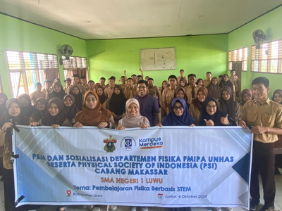 PKM & Sosialisasi Departemen Fisika FMIPA Unhas pada Lima SMAN  di Kabupaten Luwu, Kabupaten Luwu Utara & Kota Palopo